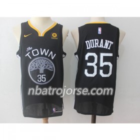 Män Golden State Warriors Tröja Kevin Durant 35 Nike 2017-18 Svart Swingman